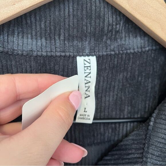 ZENANA DAYNA CORDUROY CROPPED JACKET LARGE Black - Picture 12 of 16